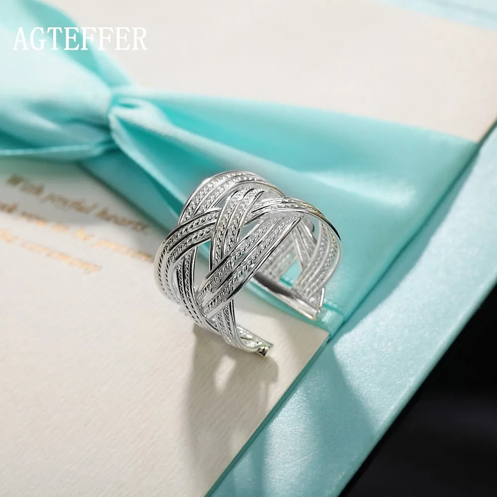 AGTEFFER 925 Sterling Silver Big Net Weaving Ring Retro For Women Fashion Wedding Engagement Party Gift Charm Jewelry
AGTEFFER 925 Sterling Silver Big Net Weaving Ring Retro For Women Fashion Wedding Engagement Party Gift Charm Jewelry