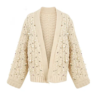 Knitwear 2019 New Women Fall Winter Heavy Pearl Beaded Thickening Knitted Cardigan Coat Girl Warm Knitting Jacket Sweater
Knitwear 2019 New Women Fall Winter Heavy Pearl Beaded Thickening Knitted Cardigan Coat Girl Warm Knitting Jacket Sweater