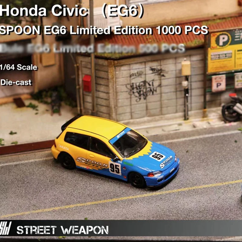 Street Weapon 1:64 Model Car Honda Civic EG6 Spoon #95 Alloy Die-cast Vehicle Display Collection | Игрушки и хобби