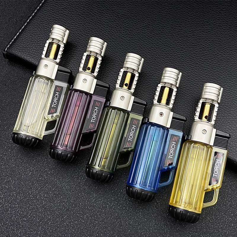 

Jet Torch Lighter Fixed Flame Gas Lighter Cigarette Lighters Cigar Smoking Accessories Visible Gas Kitchen Cooking Lighter