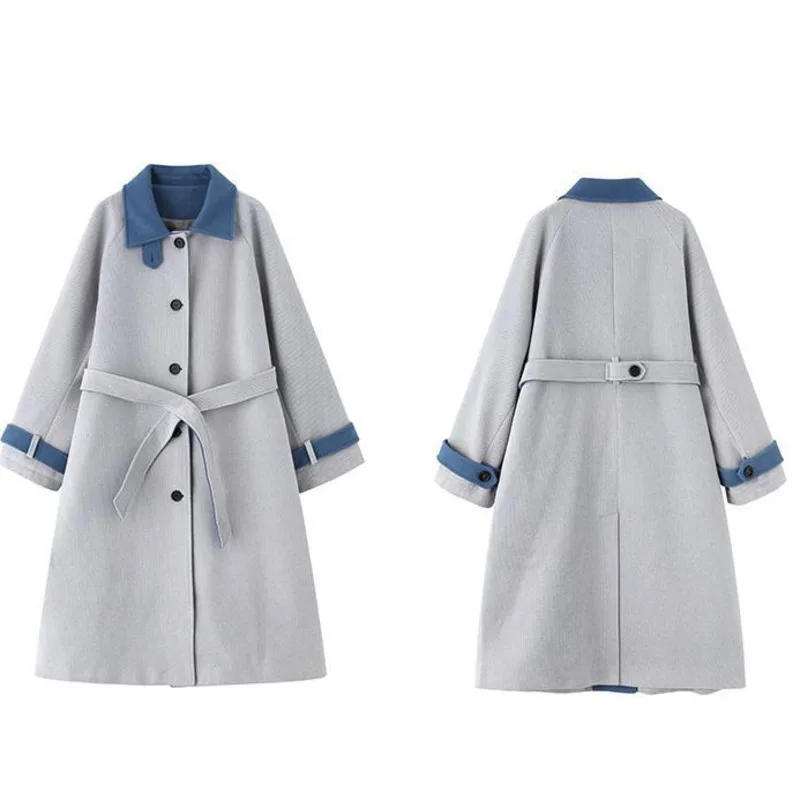 LANMREM 2021 Autumn Winter Light Blue With Belt Single-breasted Long Patchwork Warm Woolen Coat For Women Fashion Tide 2A2303
LANMREM 2021 Autumn Winter Light Blue With Belt Single-breasted Long Patchwork Warm Woolen Coat For Women Fashion Tide 2A2303