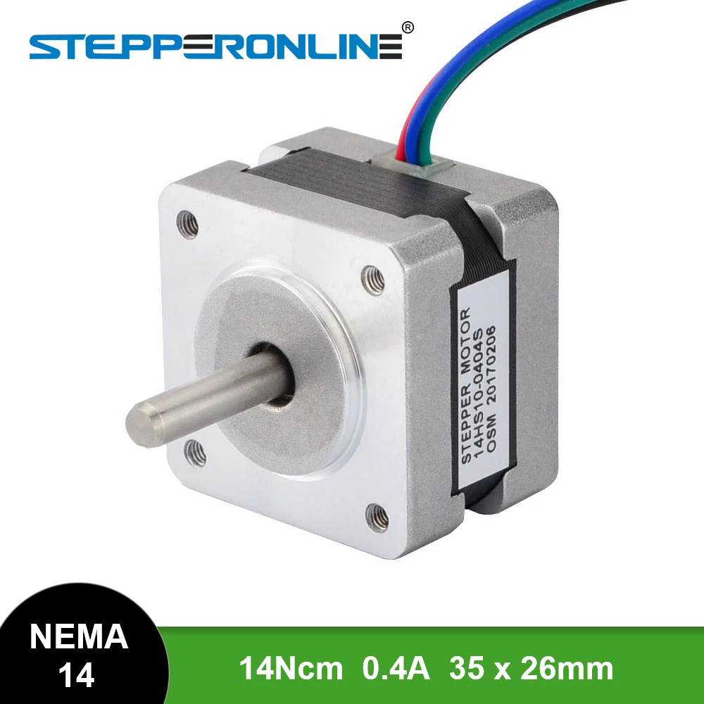 NEW Nema 14 Motor Step Motor 14Ncm/20oz.in 1.8deg Bipolar Stepper Motor 12V 0.4A 35x35x26mm 4-wire
NEW Nema 14 Motor Step Motor 14Ncm/20oz.in 1.8deg Bipolar Stepper Motor 12V 0.4A 35x35x26mm 4-wire