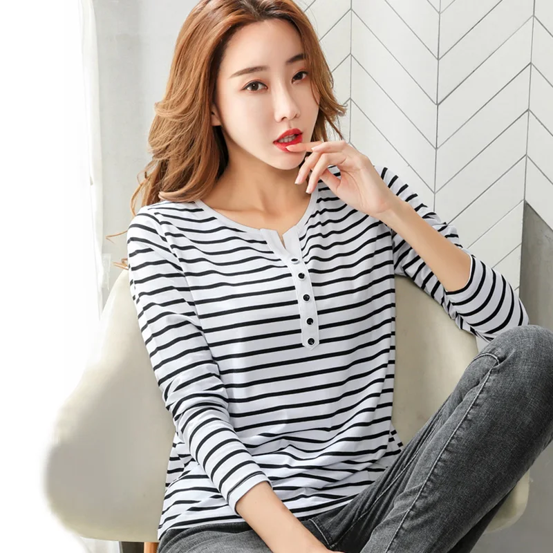 Long sleeve striped t shirt woman tshirts cotton 4xl 5xl plus size tops women tshirt 2020 tee shirt t-shirt femme mujer camiseta
Long sleeve striped t shirt woman tshirts cotton 4xl 5xl plus size tops women tshirt 2020 tee shirt t-shirt femme mujer camiseta