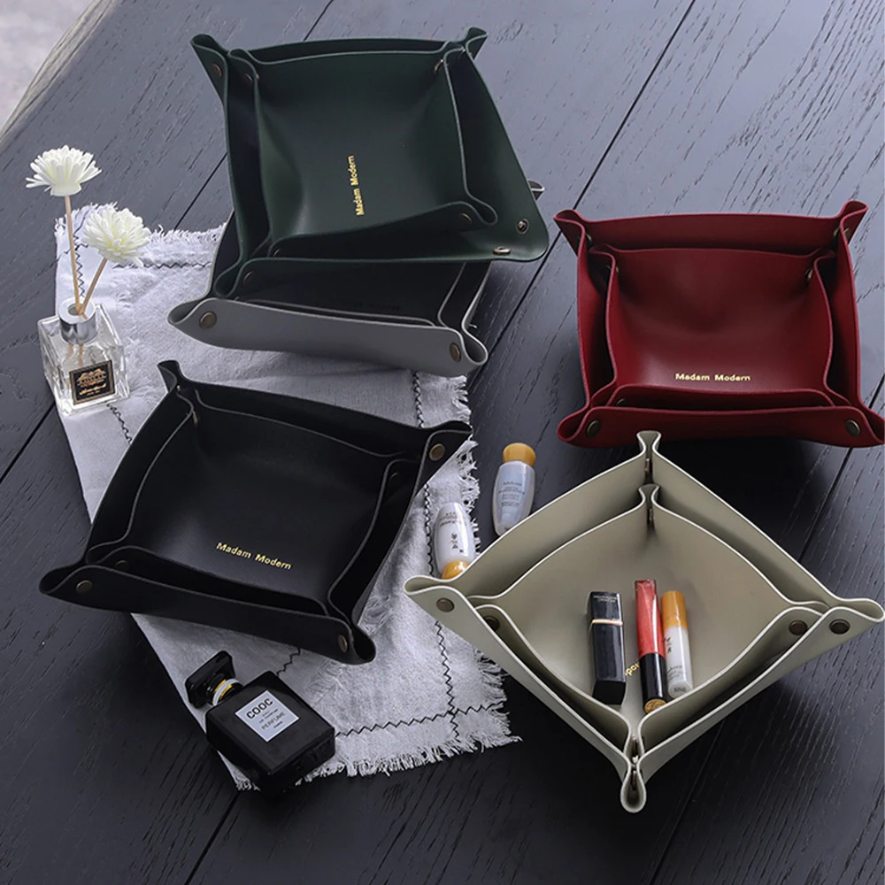 Leather Storage Box Desktop Storage Storage Tray Jewelry Key Sundries Makeup Lipstick Portable Home Storage Appliance
Leather Storage Box Desktop Storage Storage Tray Jewelry Key Sundries Makeup Lipstick Portable Home Storage Appliance