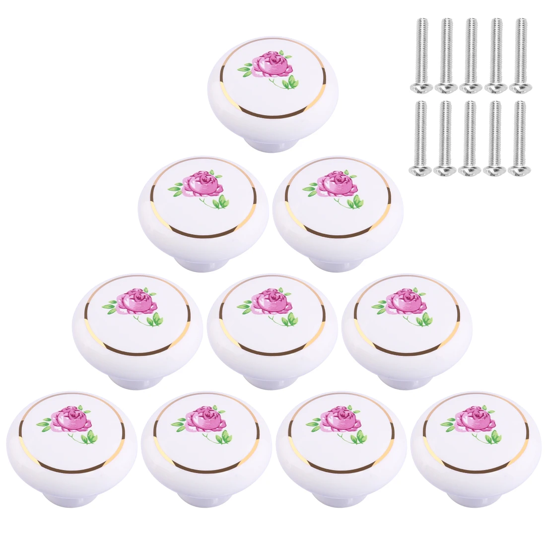 10pcs Flower Pattern European Style Ceramic Handle Graceful Doorknob For Cabinet Drawer Wardrobe Door - Pink Flower Golden Edge
10pcs Flower Pattern European Style Ceramic Handle Graceful Doorknob For Cabinet Drawer Wardrobe Door - Pink Flower Golden Edge