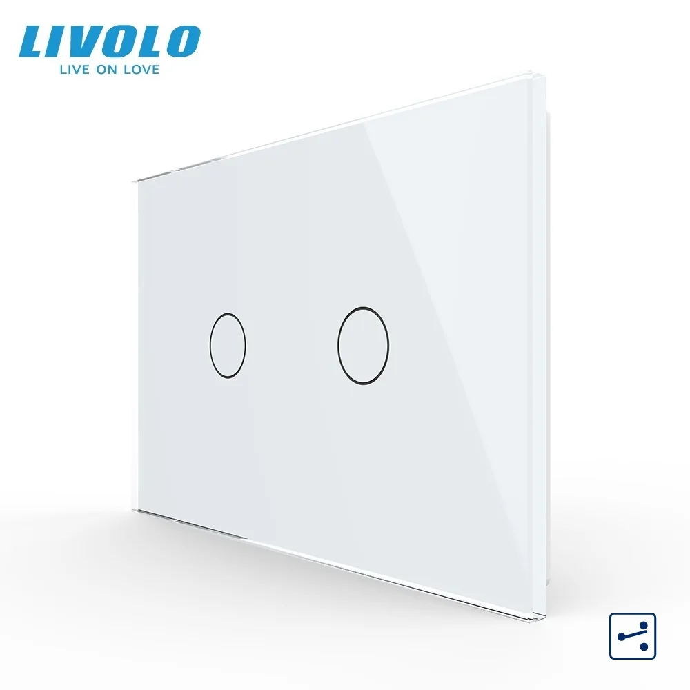 

New Livolo US/AU C9 Standard Crystal Glass Panel 2 Gang 2 Way Wall Light Touch Switch Crystal Glass Panel VL-C902S-11