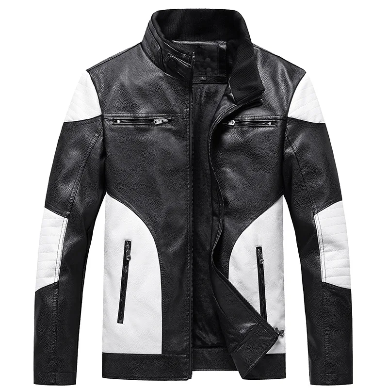 New Motorcycle Leather Jacket Men Fashion Patchwork Pu Leather Outerwear Mens Stand Collar Casual Spliced Leather Jackets Coats
New Motorcycle Leather Jacket Men Fashion Patchwork Pu Leather Outerwear Mens Stand Collar Casual Spliced Leather Jackets Coats