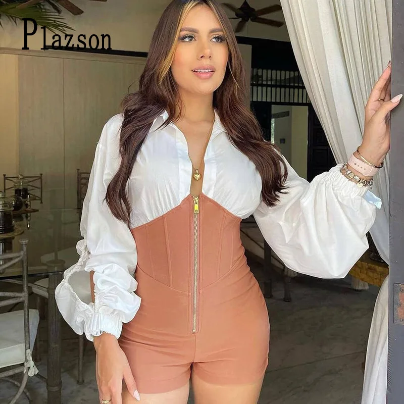 Plazson Spring Summer White Patchwork Playsuit Women Long Sleeve Romper Bodycon Female Casual Bodysuit V Neck Rompers Streetwear
Plazson Spring Summer White Patchwork Playsuit Women Long Sleeve Romper Bodycon Female Casual Bodysuit V Neck Rompers Streetwear
