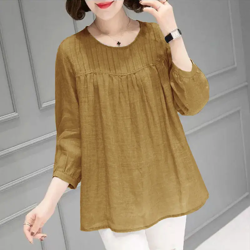 Harajuku Long-sleeve Shirts Casual Cotton Linen Blouse Chic Lady O Neck Loose Clothes Womens Tops Summer Fall Shirt Blusas Mujer
Harajuku Long-sleeve Shirts Casual Cotton Linen Blouse Chic Lady O Neck Loose Clothes Womens Tops Summer Fall Shirt Blusas Mujer