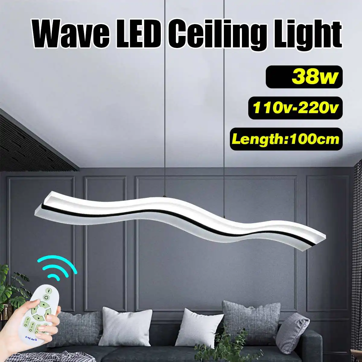 100*12CM Modern Wave LED Pendant Light Dimmable Living Room Restaurant Pendant Lamp Home Decor Remote Indoor Lighting Fixture
100*12CM Modern Wave LED Pendant Light Dimmable Living Room Restaurant Pendant Lamp Home Decor Remote Indoor Lighting Fixture