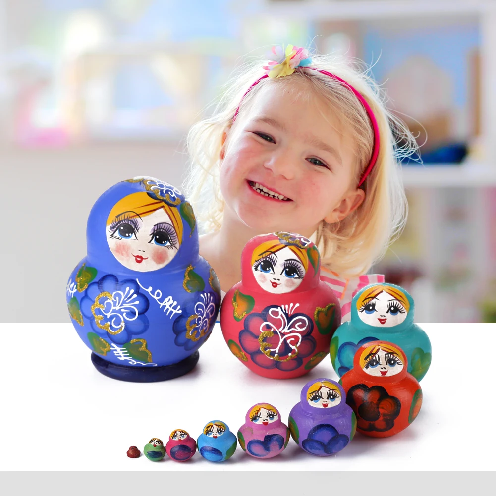 1 Set 10pcs Wood Matryoshka Hand Paint Blue Girl Russian Nesting Doll Ornament Handmade Hand-painted Arts Crafts
1 Set 10pcs Wood Matryoshka Hand Paint Blue Girl Russian Nesting Doll Ornament Handmade Hand-painted Arts Crafts