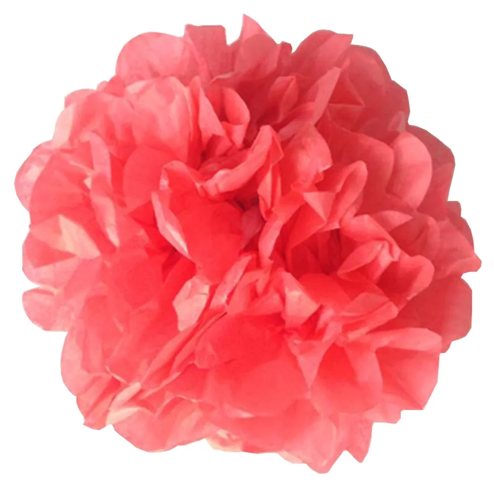 

10pcs Coral Watermelon Red Pom Poms Tissue Paper Flower Ball Party DIY Decoration
