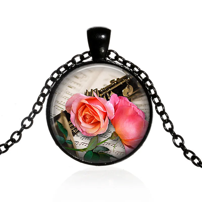 Rose Music DIY Cabochon Musical Instrument Necklace Retro Pendant Glass Chain Jewelry Charm Handmade Necklace
Rose Music DIY Cabochon Musical Instrument Necklace Retro Pendant Glass Chain Jewelry Charm Handmade Necklace