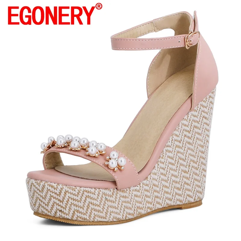 EGONERY Women lovely sweet Slope Heel Sandals summer New Style String beads decoration Concise Comfortable Round Toe Solid color
EGONERY Women lovely sweet Slope Heel Sandals summer New Style String beads decoration Concise Comfortable Round Toe Solid color