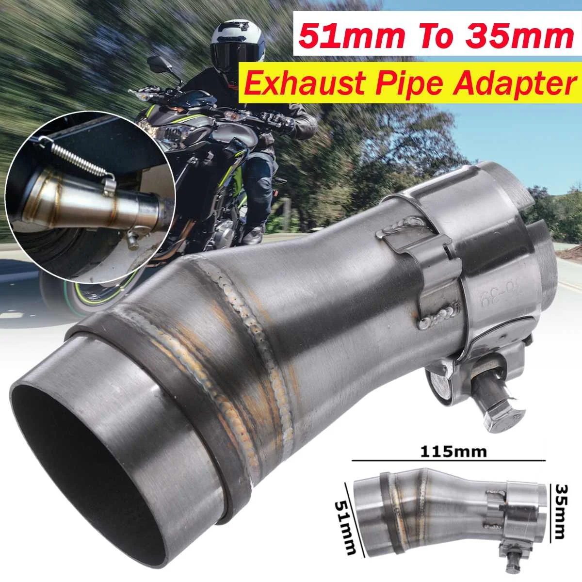 Universal Motorcycle Modified Exhaust Muffler pipe Adapter Reducer Connector Pipe Tube 51mm To 35mm for Honda/Kawaki/Suzuki
Universal Motorcycle Modified Exhaust Muffler pipe Adapter Reducer Connector Pipe Tube 51mm To 35mm for Honda/Kawaki/Suzuki