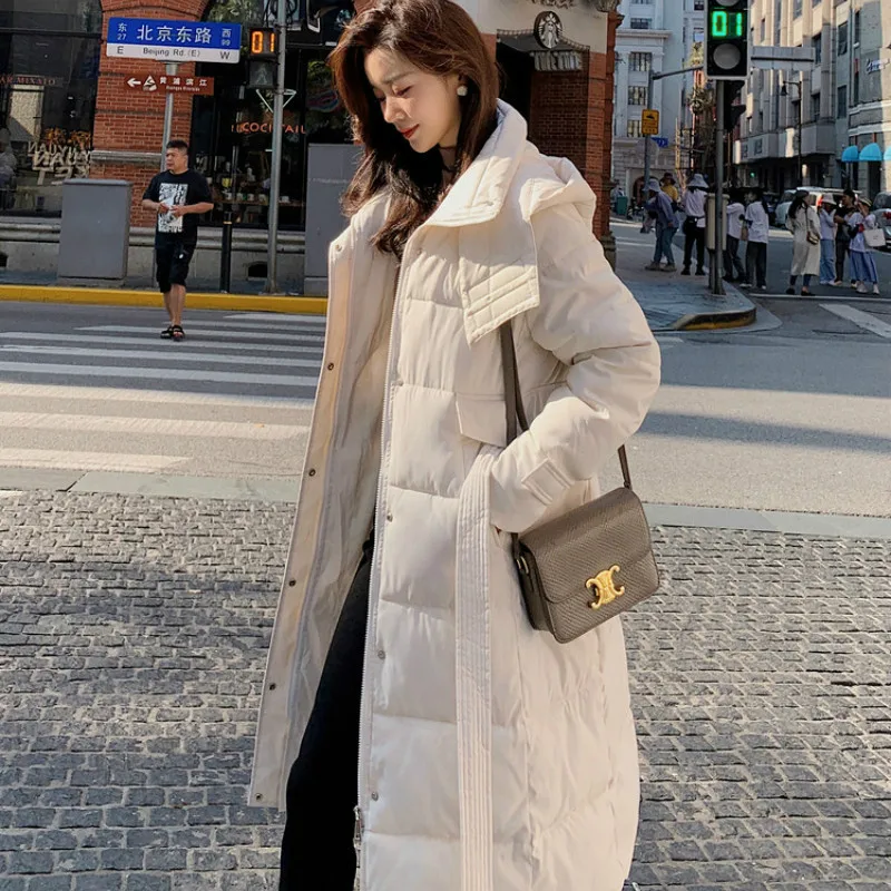 Autumn and winter new style padded jacket women Korean style slim down down padded jacket long over-the-knee padded jacket 
Autumn and winter new style padded jacket women Korean style slim down down padded jacket long over-the-knee padded jacket