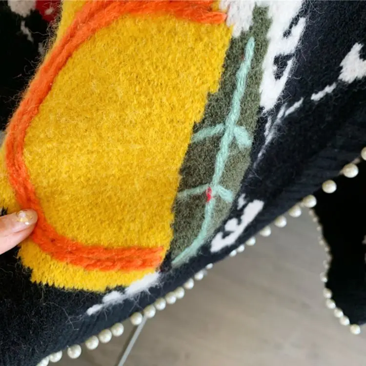 2020 Autumn New Fun Three-Dimensional Fruit Embroidery Pearl Edge Loose Sweater Cardigan Jacket Women
2020 Autumn New Fun Three-Dimensional Fruit Embroidery Pearl Edge Loose Sweater Cardigan Jacket Women