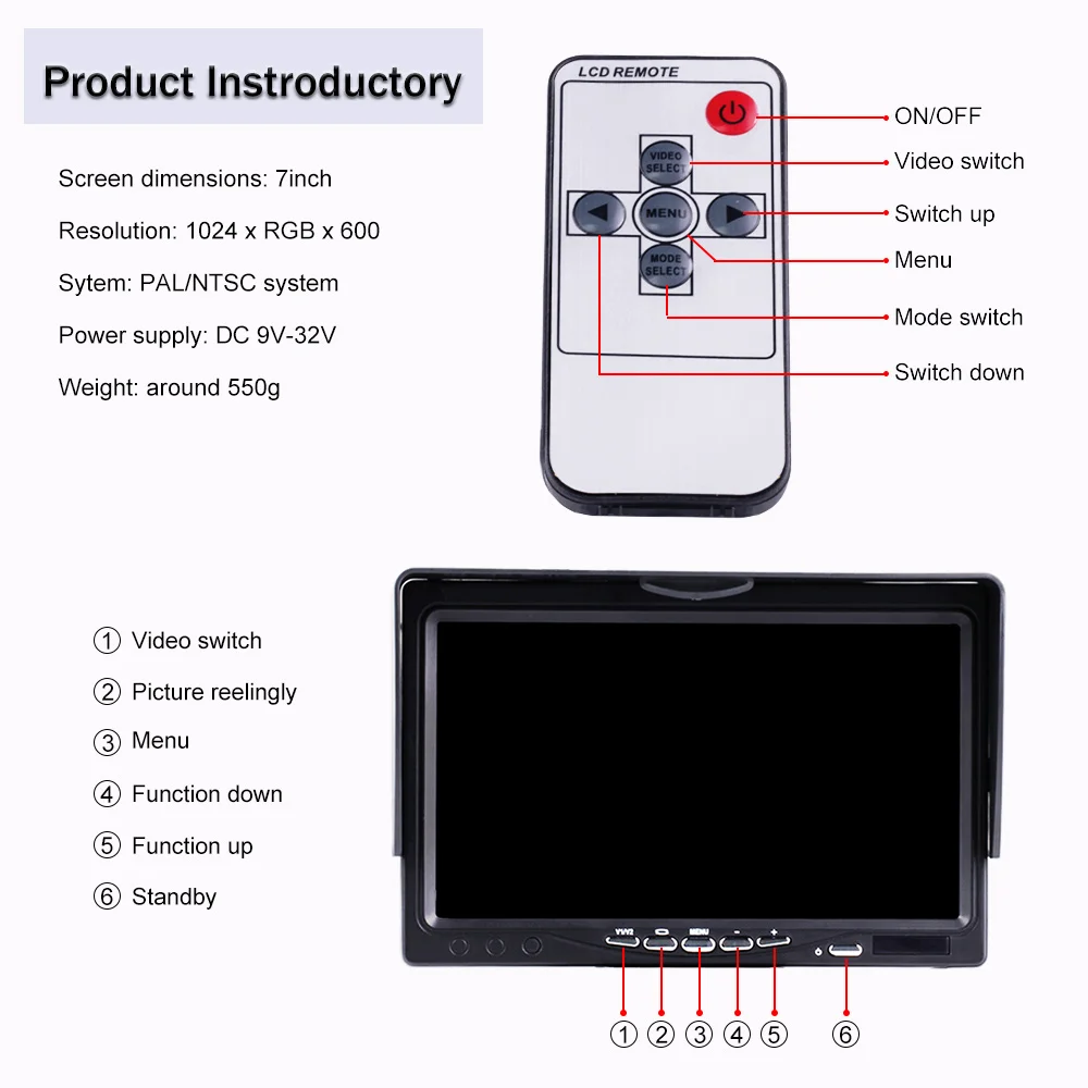 AHD 7" LCD 4 Split Car Video Monitor 4CH For Front Rear Side View Back Up Camera Quad Split Screen 6 Mode Display Free Return 
AHD 7" LCD 4 Split Car Video Monitor 4CH For Front Rear Side View Back Up Camera Quad Split Screen 6 Mode Display Free Return