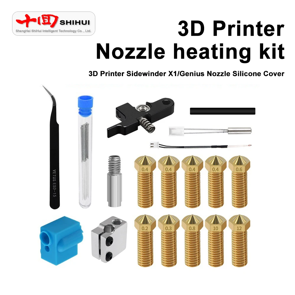 3D Printer Nozzle Heating Kit Sidewinder X1/Genius Nozzle Silicone Sleeve Thermistor Heating Tube Throat Printhead Kit
3D Printer Nozzle Heating Kit Sidewinder X1/Genius Nozzle Silicone Sleeve Thermistor Heating Tube Throat Printhead Kit