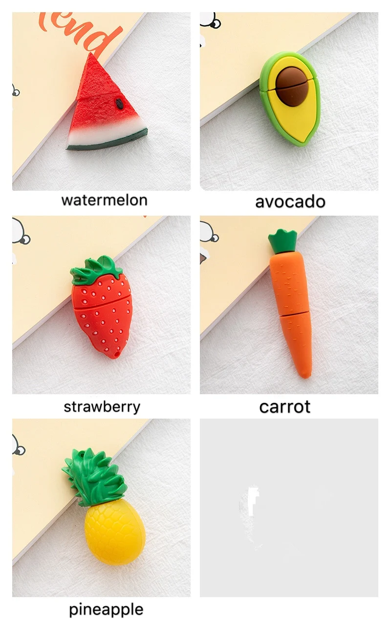 

Cute USB3.0 Flash Drives 64GB 32GB 16G 8G 4GB watermelon Strawberry Drive memory stick pendrive thumb drives silicone fruit gift