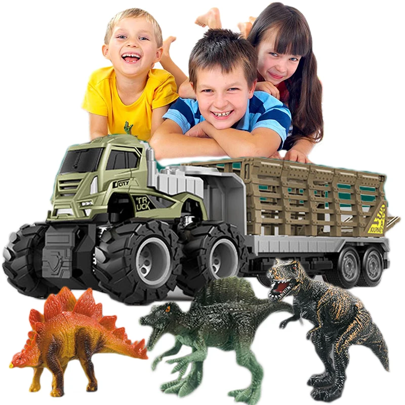

Детский трактор из сплава, игрушечный автомобиль, динозавры, транспортер, грузовик, игрушка с динозавром, Обучающие игрушки, подарок для дет...