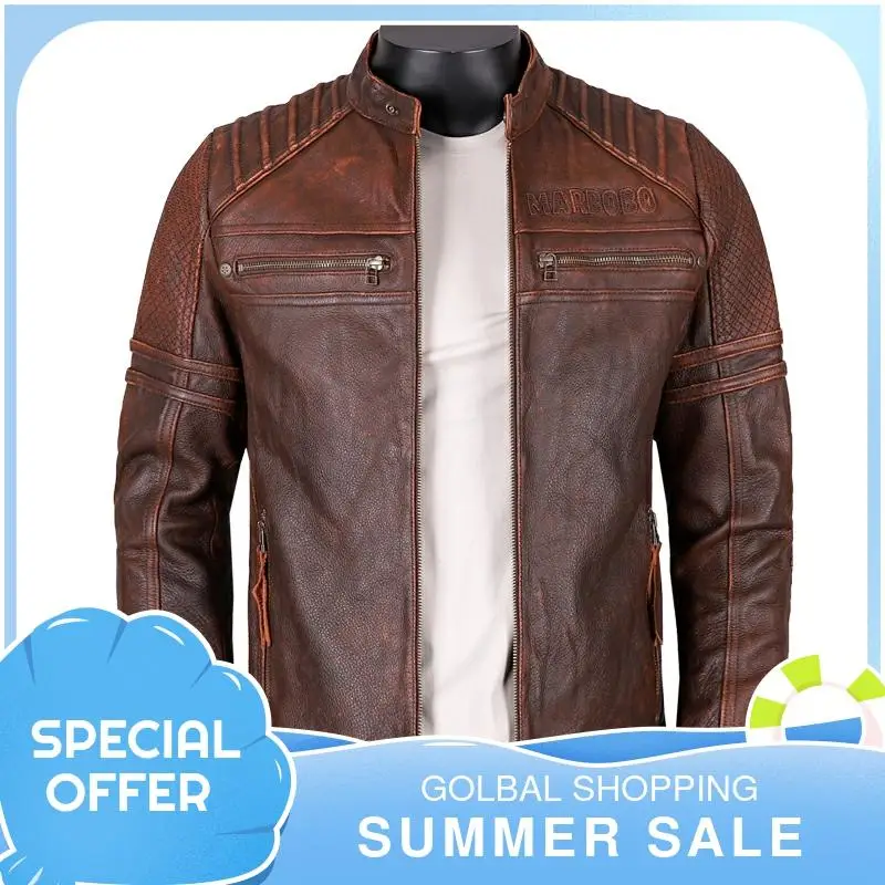 2021 Vintage Brown Motorcycle Style Genuine Leather Jacket Men Plus Size 5XL Real Thick Cowhide Autumn Slim Fit Biker Coat
2021 Vintage Brown Motorcycle Style Genuine Leather Jacket Men Plus Size 5XL Real Thick Cowhide Autumn Slim Fit Biker Coat