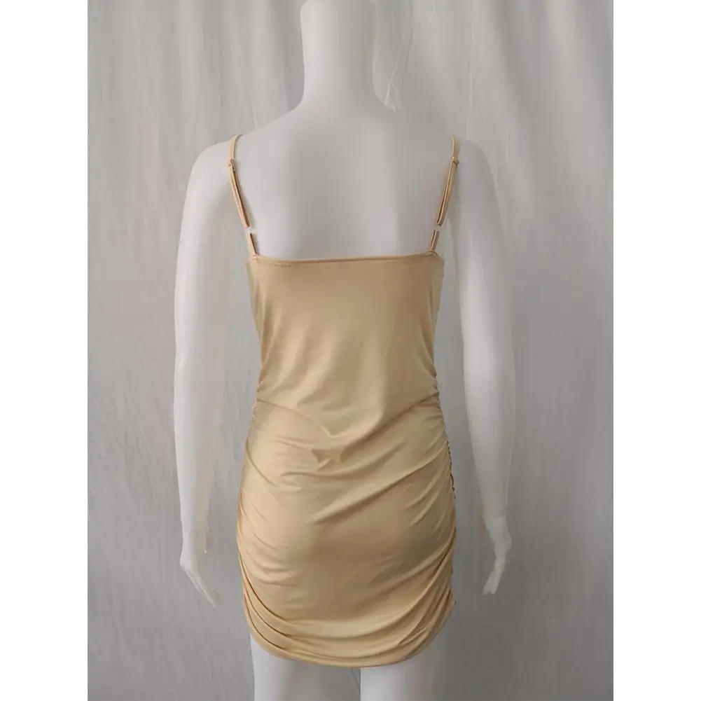 MISSKY Women Sling Dress Deep V-neck Backless Pleated Slim Bodycon Solid Color Summer Beach Short Dress For Female
MISSKY Women Sling Dress Deep V-neck Backless Pleated Slim Bodycon Solid Color Summer Beach Short Dress For Female