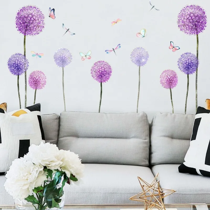 Romantic Purple Dandelion Wall Stickers Butterflies Dragonfly Home Decor DIY Art Decals Background Decor on The Wall Wallpaper
Romantic Purple Dandelion Wall Stickers Butterflies Dragonfly Home Decor DIY Art Decals Background Decor on The Wall Wallpaper