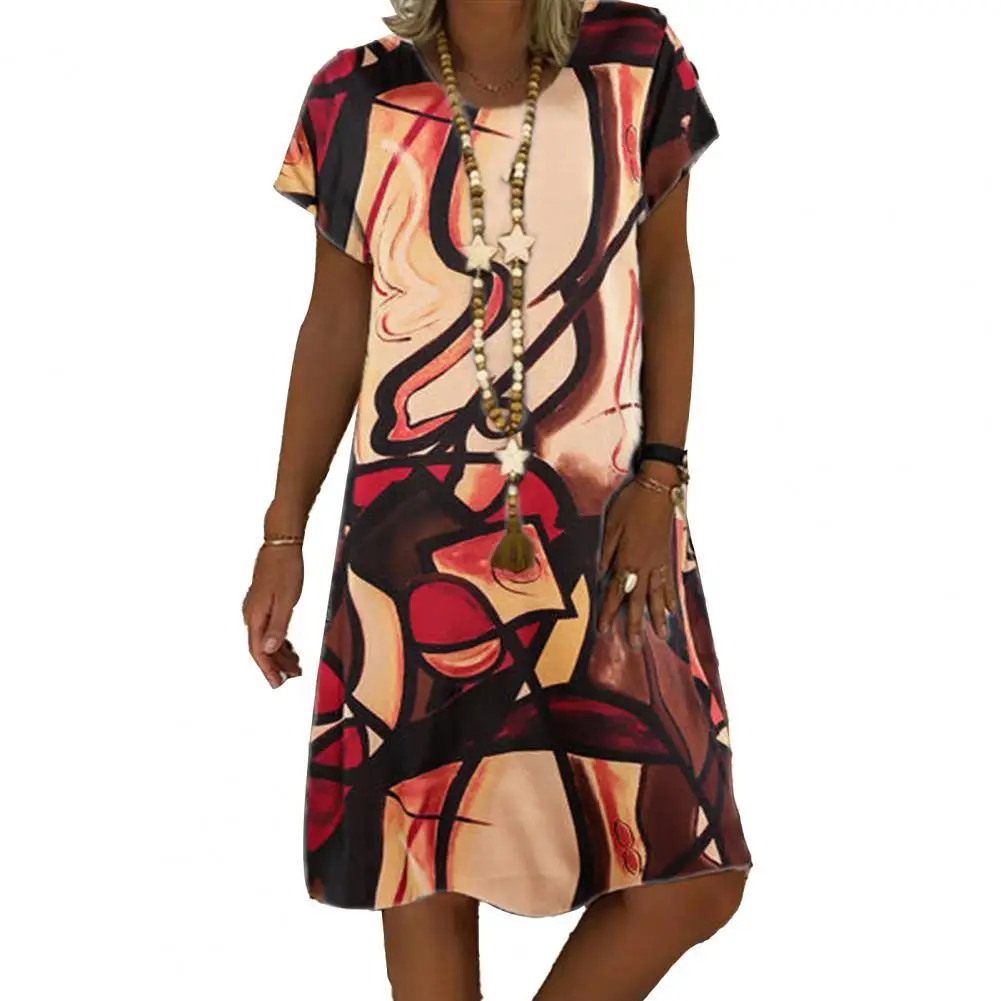 Vintage Chic Women Dresses 2021 Short Sleeve All-match Geometry Print Summer Beach Loose Dress
Vintage Chic Women Dresses 2021 Short Sleeve All-match Geometry Print Summer Beach Loose Dress