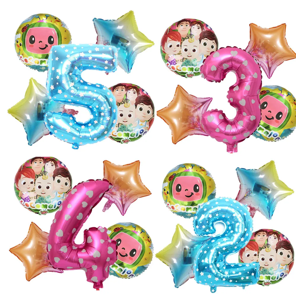 5Pcs Cocomelon Theme Balloon Birthday Party Set Baby Shower Decorations Aluminum Film Balloon Number Balloons
5Pcs Cocomelon Theme Balloon Birthday Party Set Baby Shower Decorations Aluminum Film Balloon Number Balloons