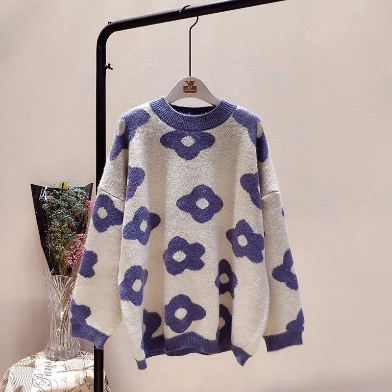 Brand LEHNO 2019 Autumn and Winter New Korean Sweet Pullovers Loose Student Sweater Female Flower Jacquard Sweater
Brand LEHNO 2019 Autumn and Winter New Korean Sweet Pullovers Loose Student Sweater Female Flower Jacquard Sweater