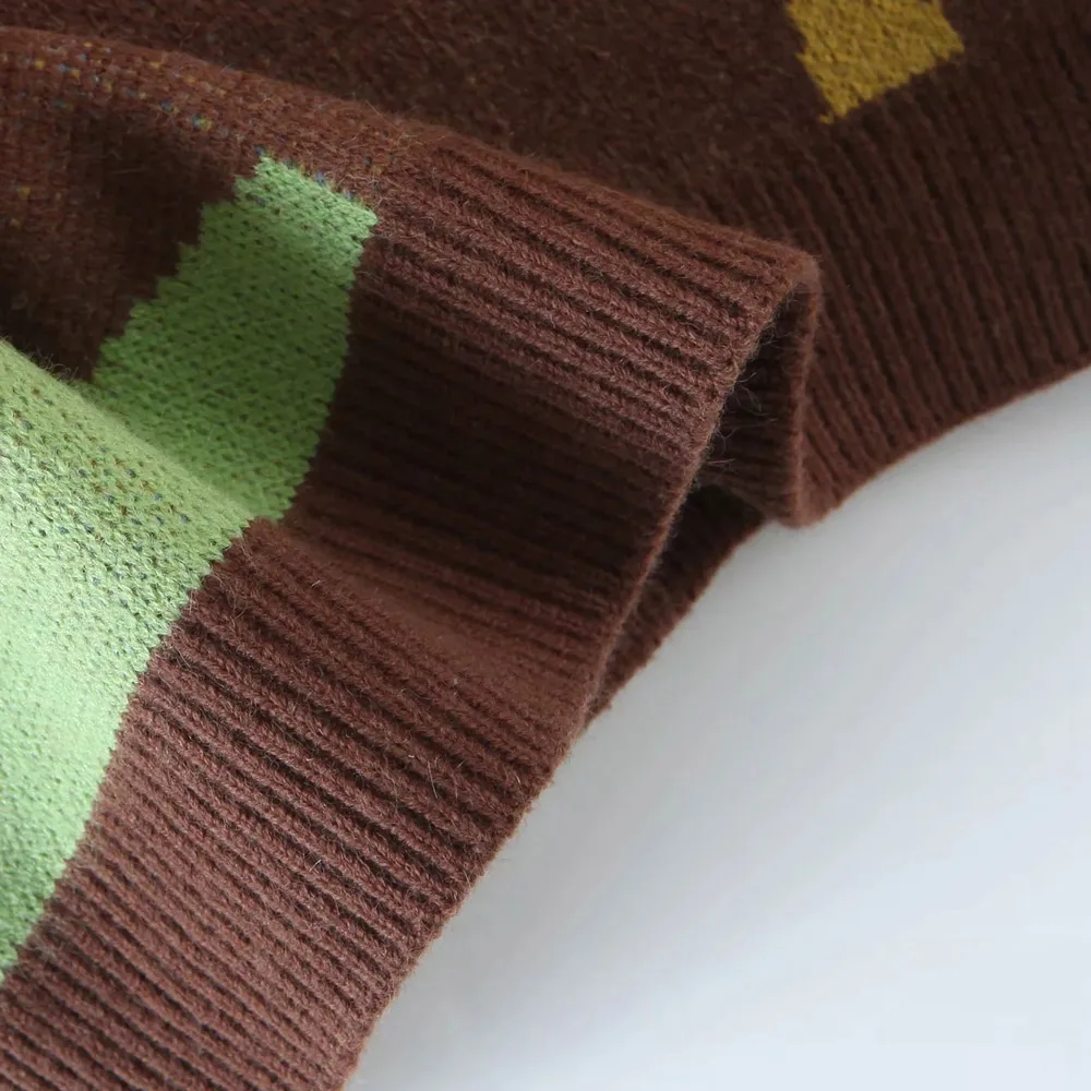 2021 New Arrival Vintage V Neck Sweater Vests Spring Autumn Brown Black Print Loose Sleeveless Knit Pullovers Mujer Knitwear
2021 New Arrival Vintage V Neck Sweater Vests Spring Autumn Brown Black Print Loose Sleeveless Knit Pullovers Mujer Knitwear