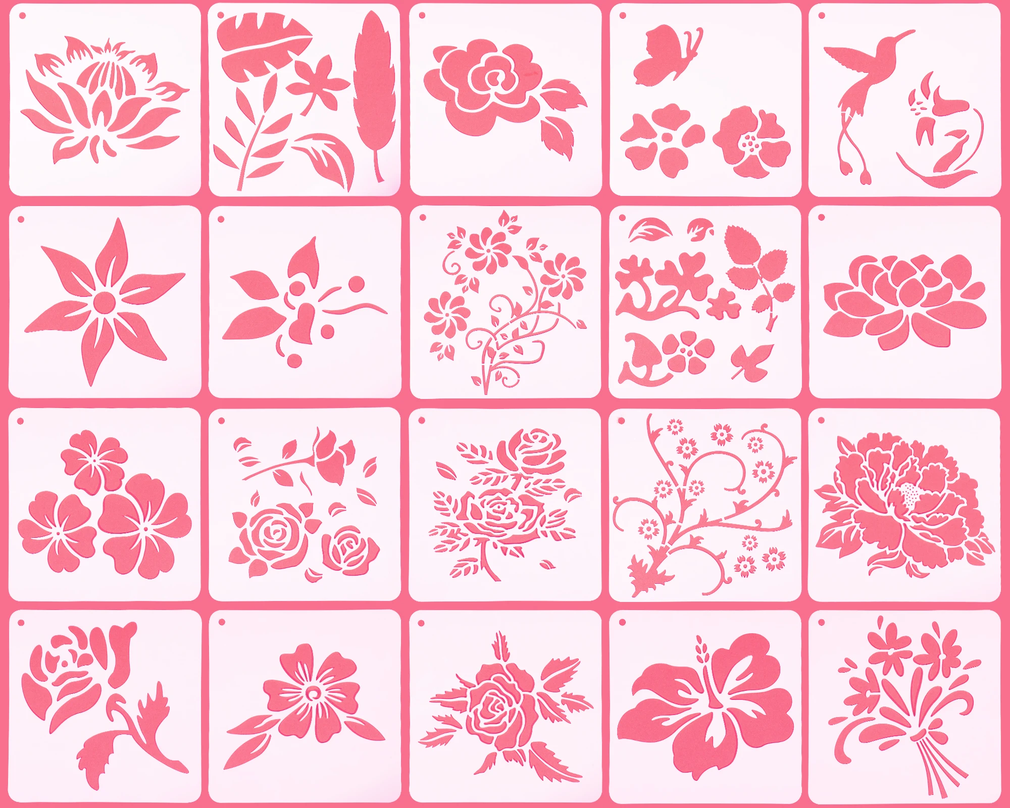 20 Pcs Flower Stencil Rose Sunflower Lotus Kit Drawing Art Template Reusable Plastic Craft Painting Stencil Wall Room Decoration
20 Pcs Flower Stencil Rose Sunflower Lotus Kit Drawing Art Template Reusable Plastic Craft Painting Stencil Wall Room Decoration