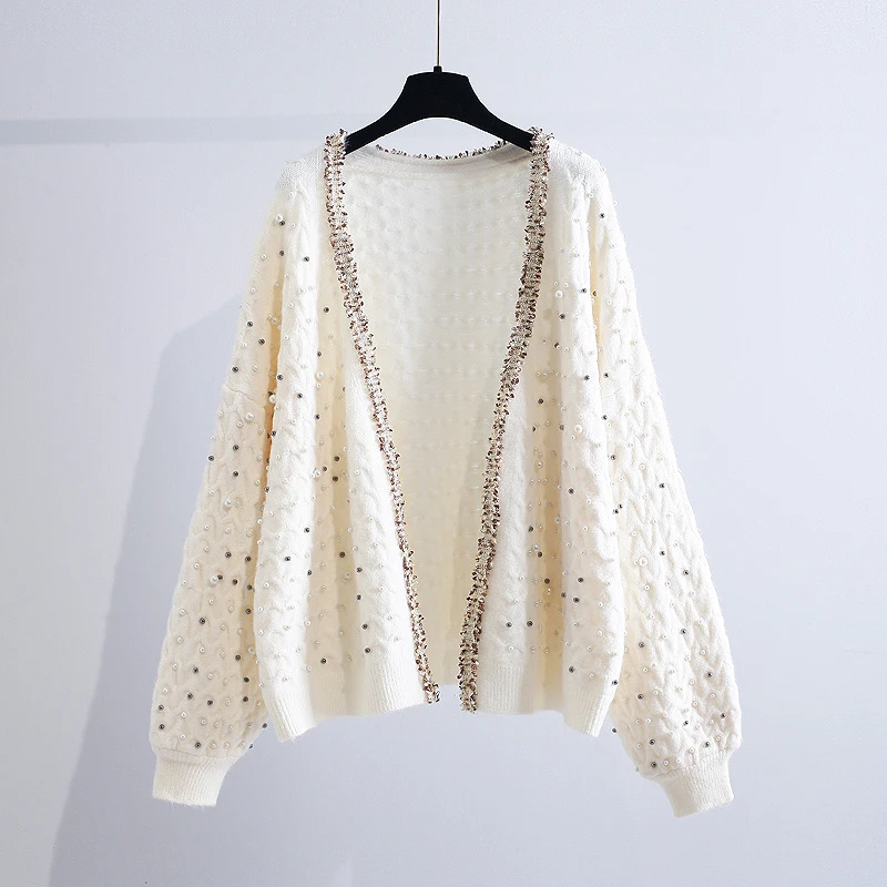 Fashion Beaded Knitted Women Sweater Cardigan Winter New 2021 V-Neck Lantern Sleeved Loose Casual All Match Female Outwear Tops
Fashion Beaded Knitted Women Sweater Cardigan Winter New 2021 V-Neck Lantern Sleeved Loose Casual All Match Female Outwear Tops