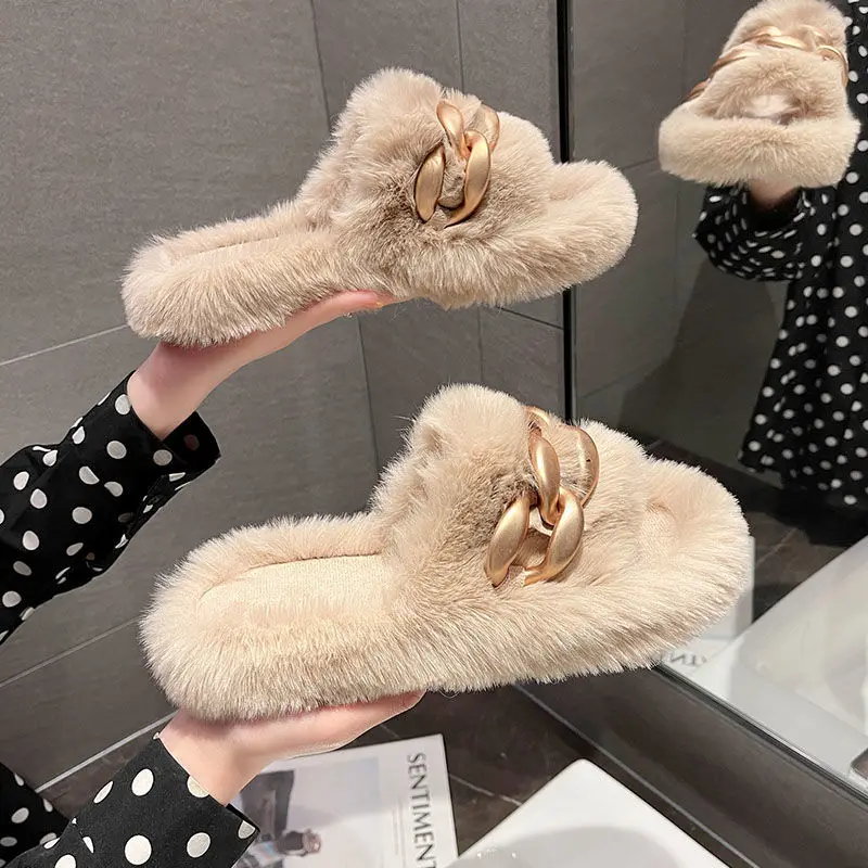 Fashion Women's Shoes Autumn New Design Chain Plush Slippers Women Shoes Winter Home Warm Comfortable Flat Slippers Furry Slides
Fashion Women's Shoes Autumn New Design Chain Plush Slippers Women Shoes Winter Home Warm Comfortable Flat Slippers Furry Slides