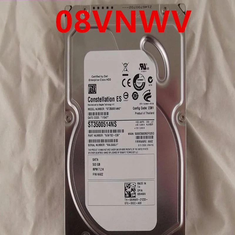 

Original New HDD For Dell 500GB 3.5" SATA 64MB 7200RPM For Internal HDD For Server HDD For 8VNWV 08VNWV ST3500514NS