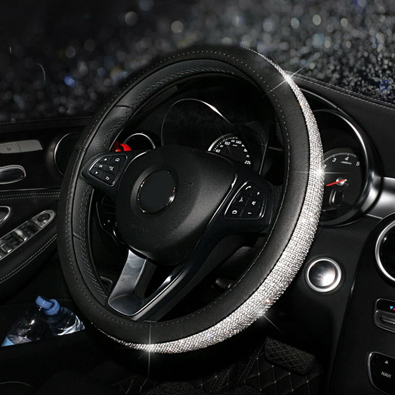 1pc Decor Steering Wheel Cover Interior Accessory Protector Leather+Rhinestone 38CM Black Car Steering Wheel Cover
1pc Decor Steering Wheel Cover Interior Accessory Protector Leather+Rhinestone 38CM Black Car Steering Wheel Cover
