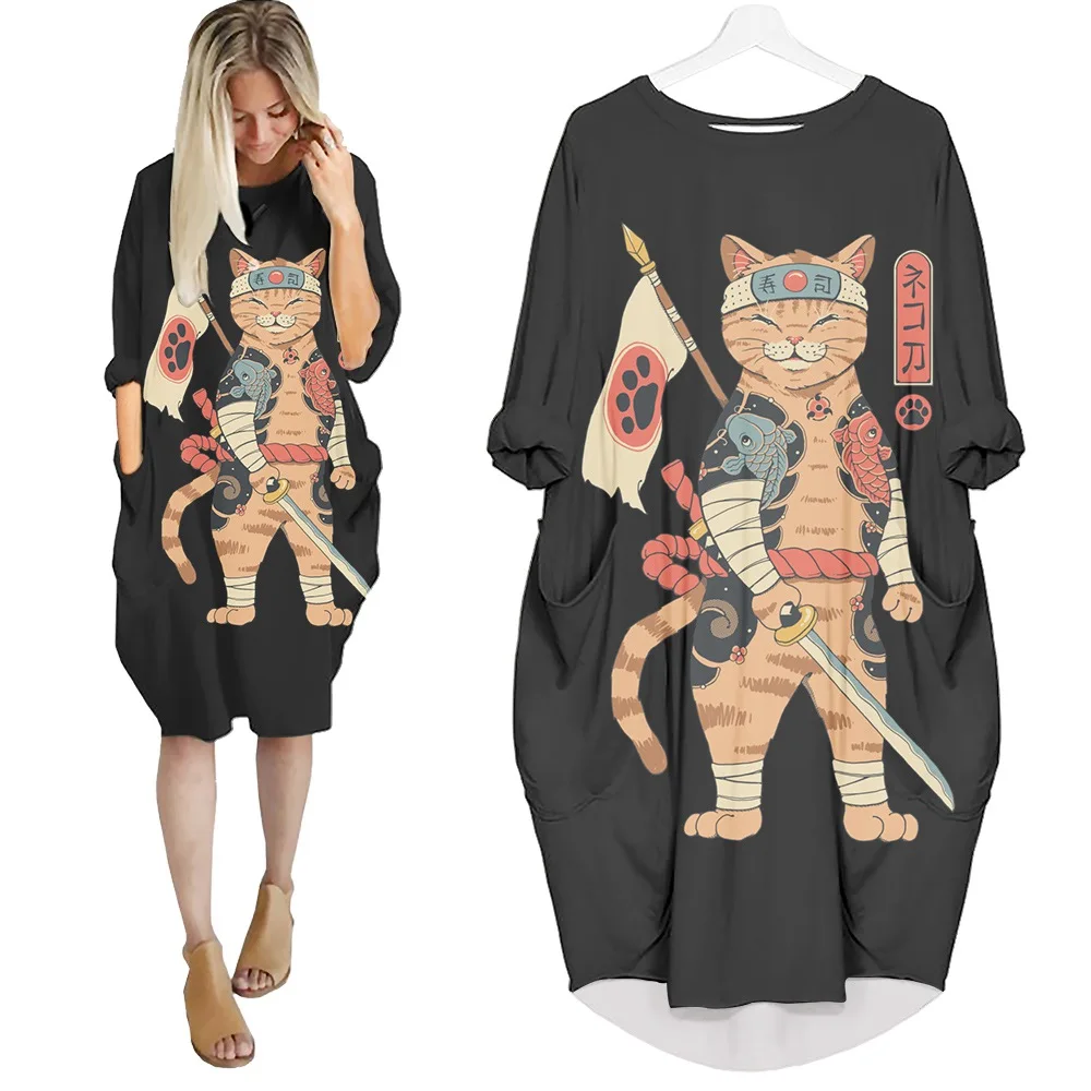 Jumeast Women 3D Batwing Pocket Dress Oversized Female Streetwear Japanese Samurai Cat Pullover Dresses Summer Skirt Nightdress
Jumeast Women 3D Batwing Pocket Dress Oversized Female Streetwear Japanese Samurai Cat Pullover Dresses Summer Skirt Nightdress