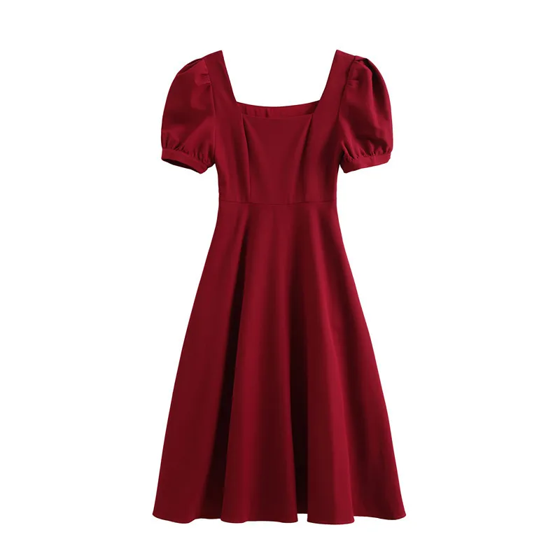 Retro square neck dress women's summer 2021a word skirt red high waist over knee medium length vestidos de mujer
Retro square neck dress women's summer 2021a word skirt red high waist over knee medium length vestidos de mujer