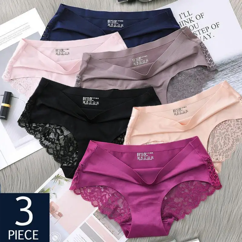 3Pcs Lace Women's Panties Sets Seamless Underwear Female Silk Briefs Underpants Lady Bragas Woman Sexy Lingerie Culottes
3Pcs Lace Women's Panties Sets Seamless Underwear Female Silk Briefs Underpants Lady Bragas Woman Sexy Lingerie Culottes