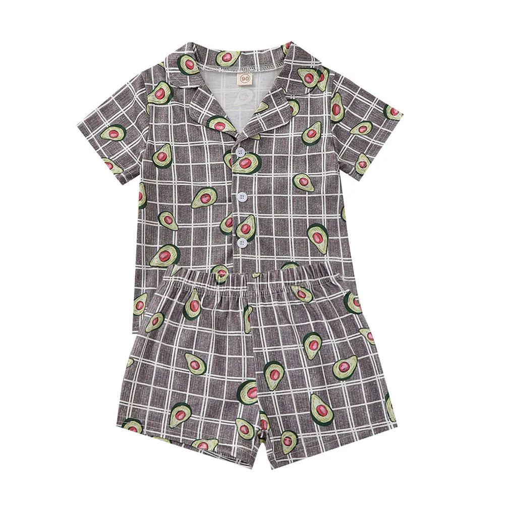 Kids Pajamas Set Short Sleeve Sleepwear Printed Lapel Cardigan Top Shorts for Toddlers Grey 130cm 2PCS 
Kids Pajamas Set Short Sleeve Sleepwear Printed Lapel Cardigan Top Shorts for Toddlers Grey 130cm 2PCS