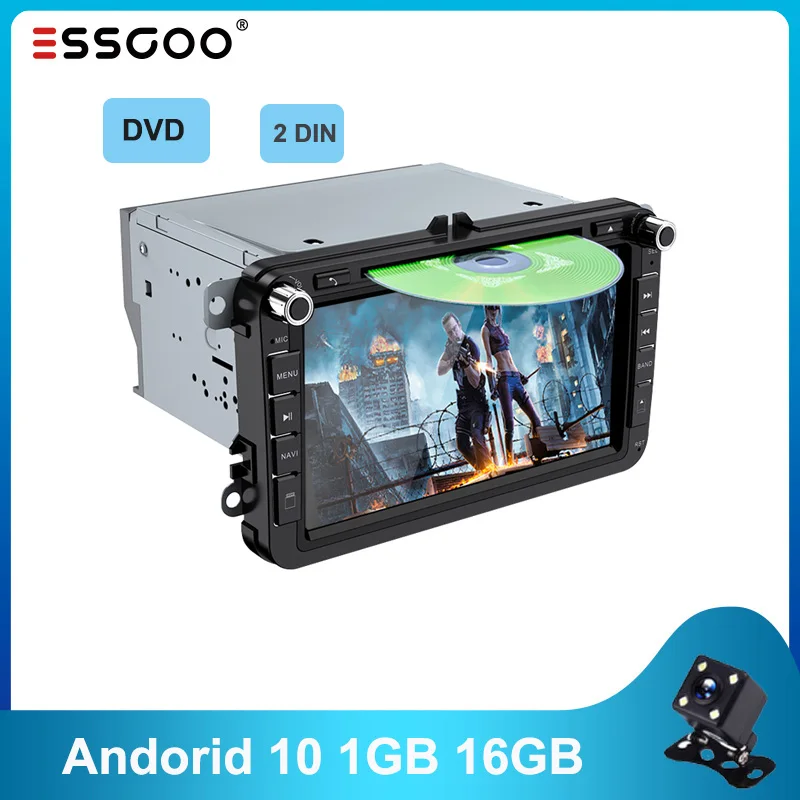 

Мультимедийная магнитола ESSGOO, универсальная мультимедийная стерео-система на Android 10, с DVD, CD, GPS, Wi-Fi, Bluetooth, для VW/POLO, типоразмер 2 DIN