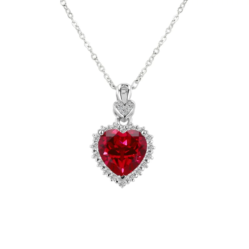 S925 Sterling Silver Plated Gold Ocean Heart 8*8mm Lab Grown Ruby Necklace For Women 
S925 Sterling Silver Plated Gold Ocean Heart 8*8mm Lab Grown Ruby Necklace For Women
