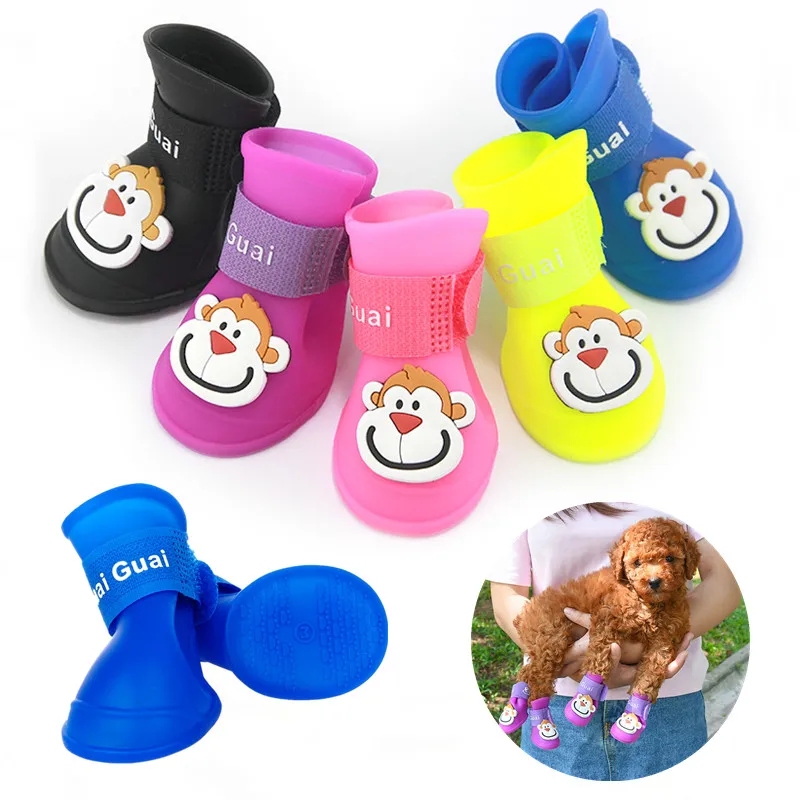 4-Piece Set Of Cartoon Pattern Pet Shoes Waterproof Non-Slip Silicone Material Dog Shoes 
4-Piece Set Of Cartoon Pattern Pet Shoes Waterproof Non-Slip Silicone Material Dog Shoes