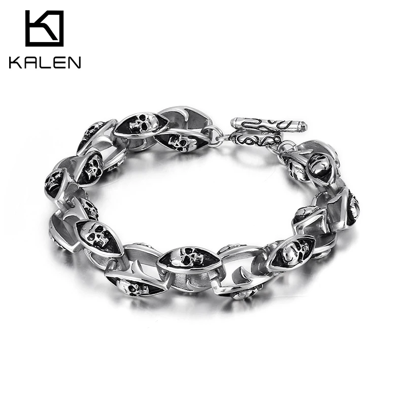 Kalen Punk Skull 316L Stainless Steel Men's 13mm Vintage Bracelet Viking Jewelry Chian Link
Kalen Punk Skull 316L Stainless Steel Men's 13mm Vintage Bracelet Viking Jewelry Chian Link