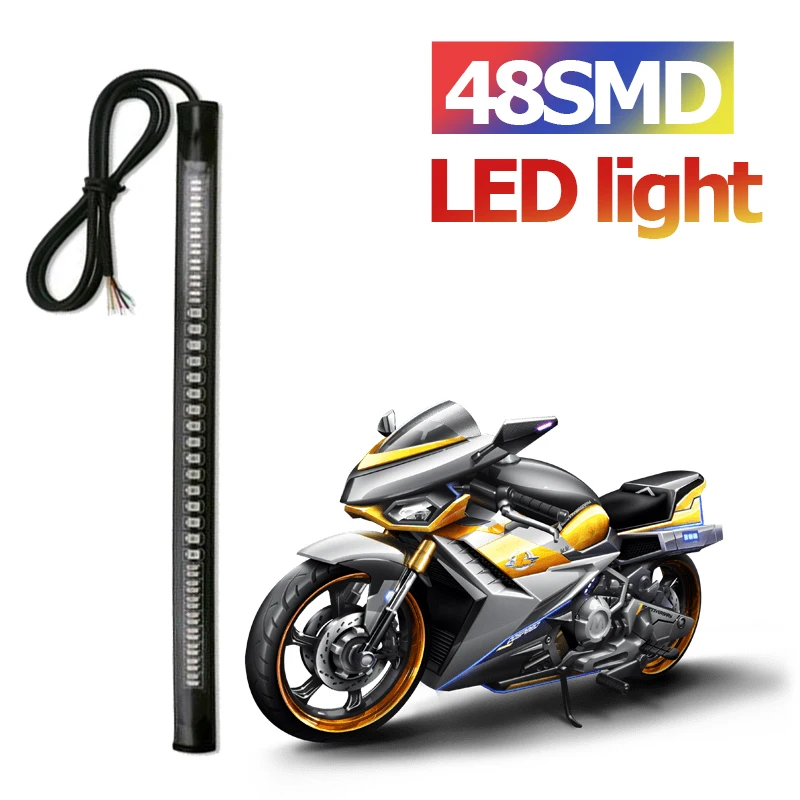 Motorcycle LED Light 48SMD Bar Strip Tail Brake Stop Turn Signal License Plate Light Red Amber Integrated Taillight
Motorcycle LED Light 48SMD Bar Strip Tail Brake Stop Turn Signal License Plate Light Red Amber Integrated Taillight