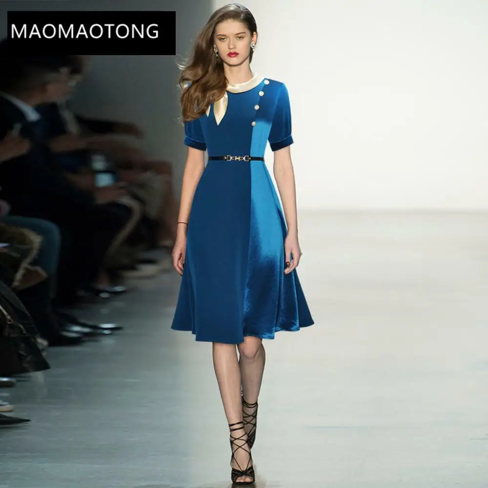Women's Clothing Fashion Designer Dress Summer Women's Dress Short Sleeve Buttons Lace-up Acetate High Quality Elegant Dresses
Women's Clothing Fashion Designer Dress Summer Women's Dress Short Sleeve Buttons Lace-up Acetate High Quality Elegant Dresses