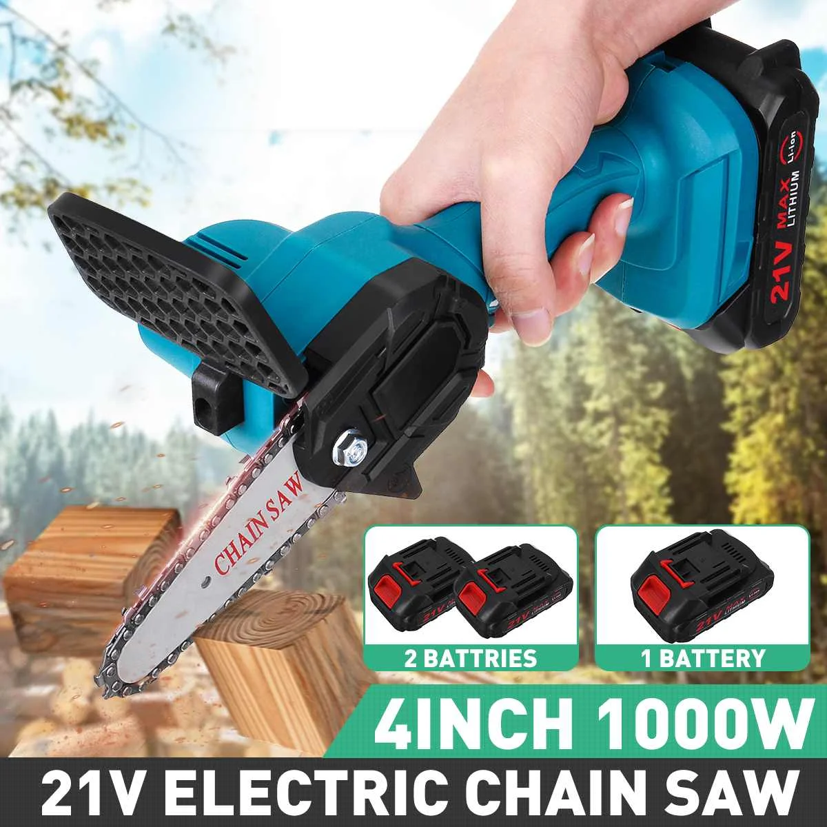 1280W 4-Inch Electric Saws Portable Electric Chain Saw Rechargeable One-handed Garden Woodworking Tool With Lithium Battery
1280W 4-Inch Electric Saws Portable Electric Chain Saw Rechargeable One-handed Garden Woodworking Tool With Lithium Battery
