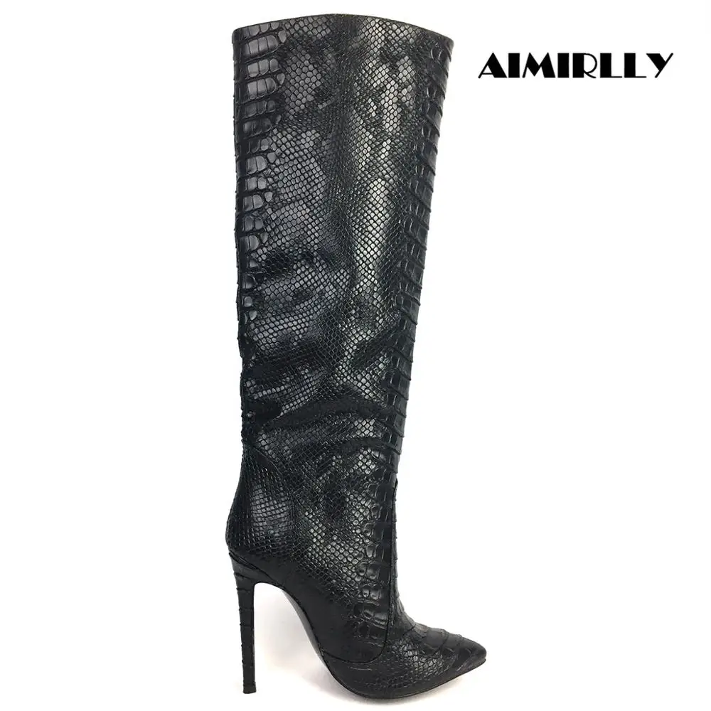Womens Shoes Pointed Toe High Heels Knee Boots Snake Pattern Ladies Autumn Winter Shoes Black Pull On Aimirlly
Womens Shoes Pointed Toe High Heels Knee Boots Snake Pattern Ladies Autumn Winter Shoes Black Pull On Aimirlly