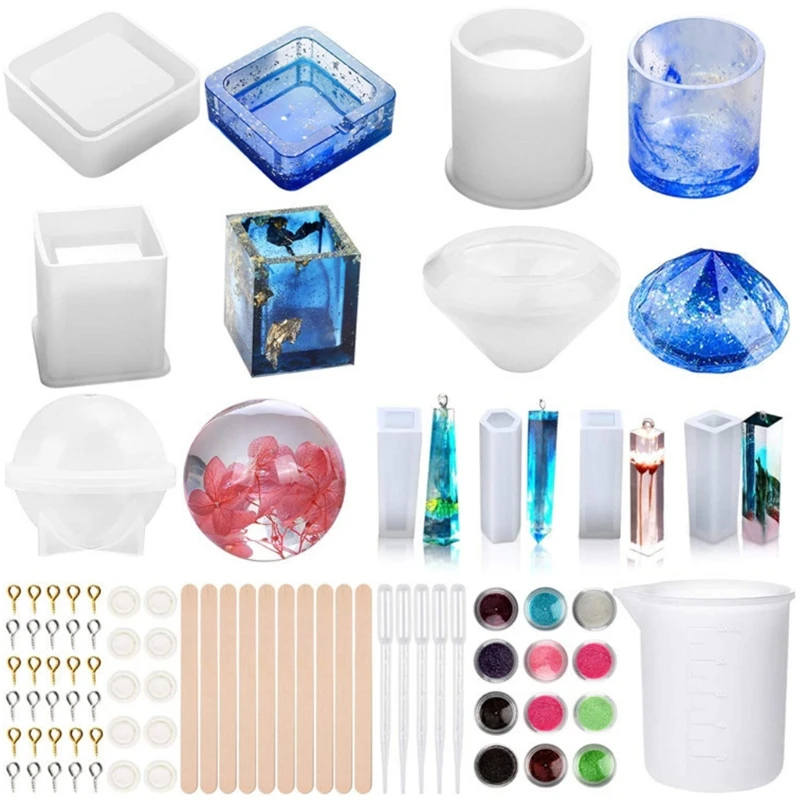 68Pcs Epoxy Resin Mold Set Square Pendant Silicone Mould DIY Crafts Coaster Tool J60E 
68Pcs Epoxy Resin Mold Set Square Pendant Silicone Mould DIY Crafts Coaster Tool J60E